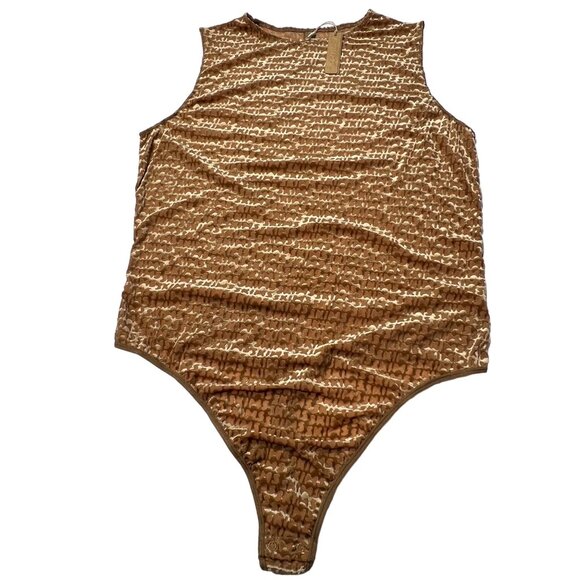 SKIMS Velvet Burnout Logo Bodysuit Chai 2X - Picture 1 of 12